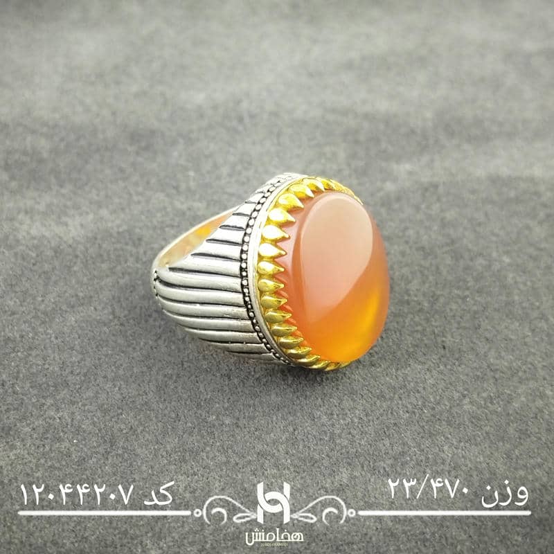 انگشتر نقره مردانه دورنگ عقیق قرمز کد 12044207