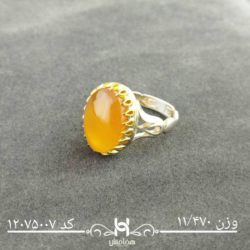 انگشتر نقره مردانه دورنگ عقیق قرمز کد 12075007