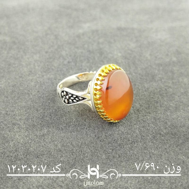 انگشتر نقره مردانه دورنگ عقیق قرمز کد  12030207