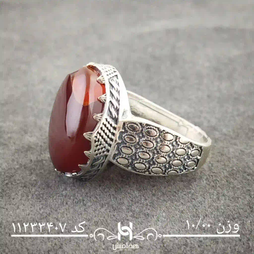 انگشتر نقره مردانه عقیق سرخ کد 11233407