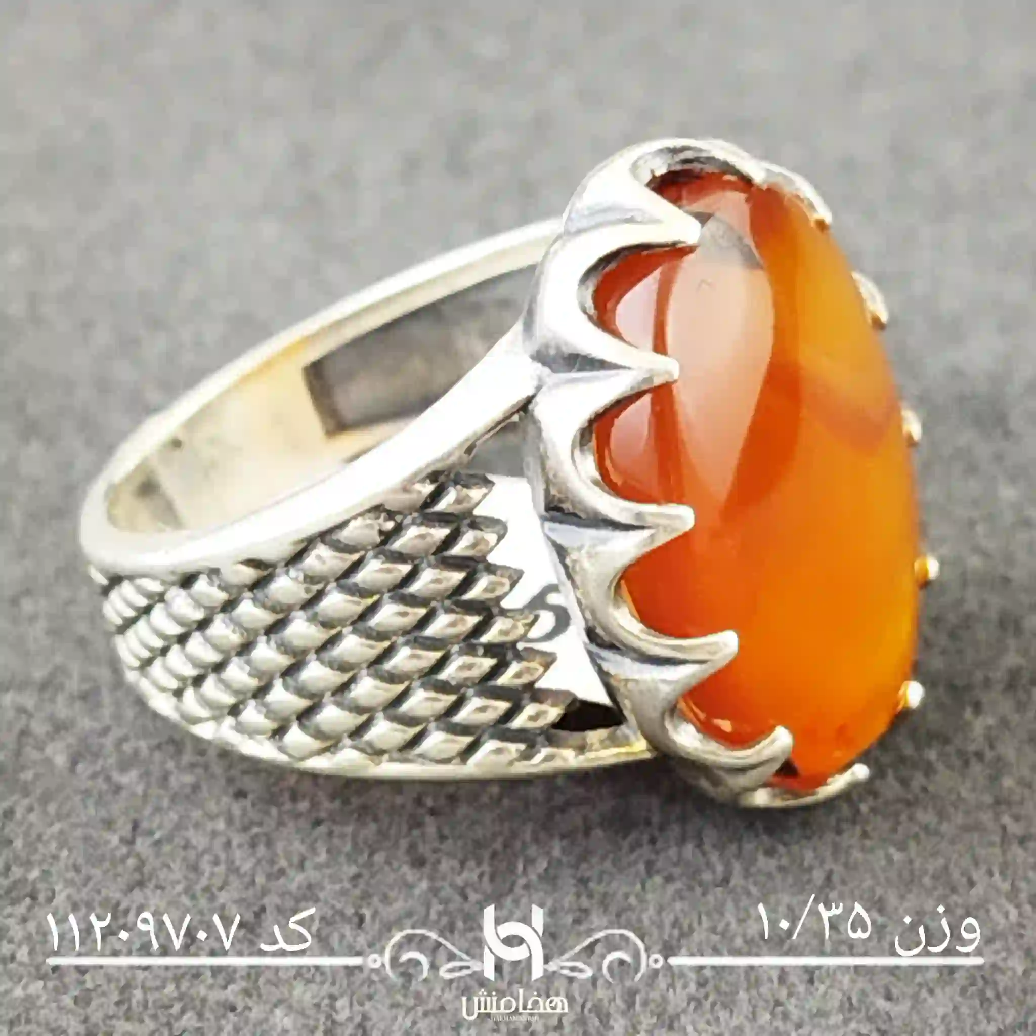 انگشتر نقره مردانه عقیق سرخ اکسید کد 11210707