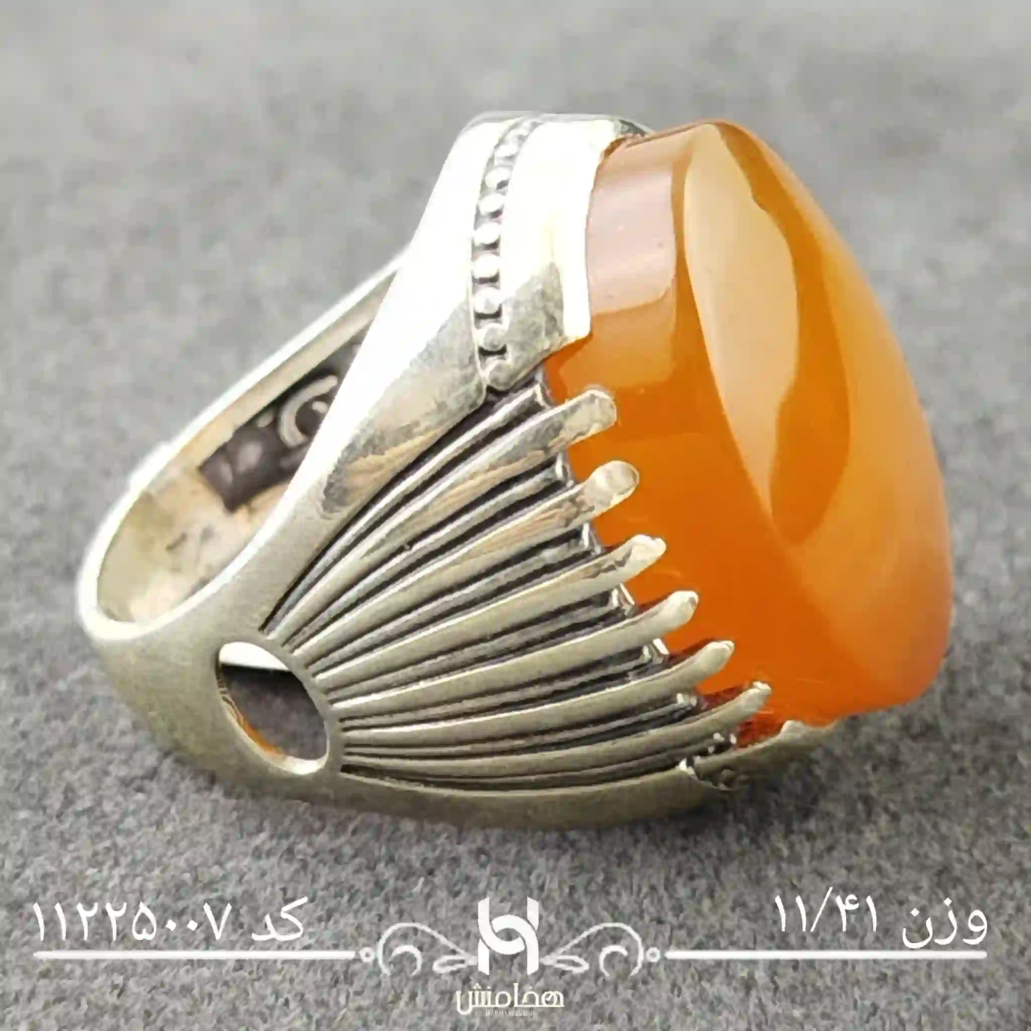 انگشتر نقره مردانه عقیق سرخ اکسید کد 11225007