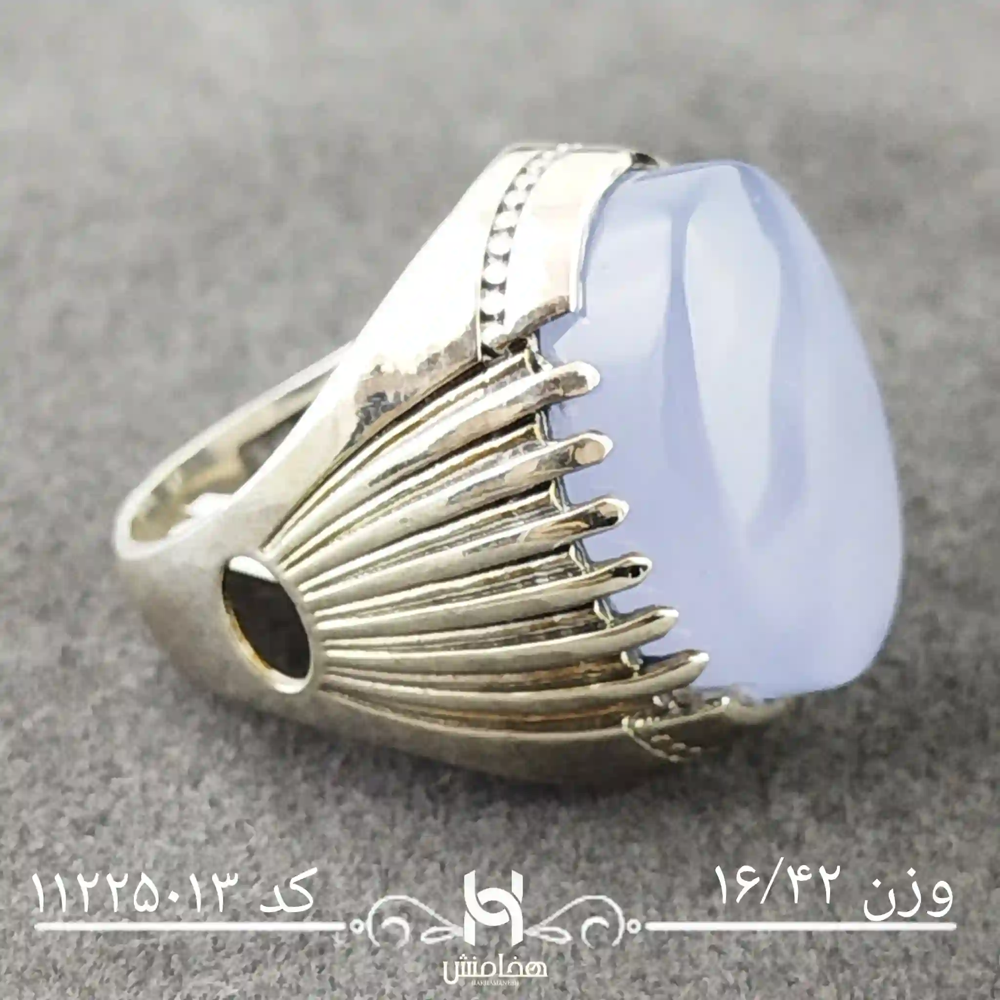 انگشتر نقره مردانه عقیق کبود کد 11225013