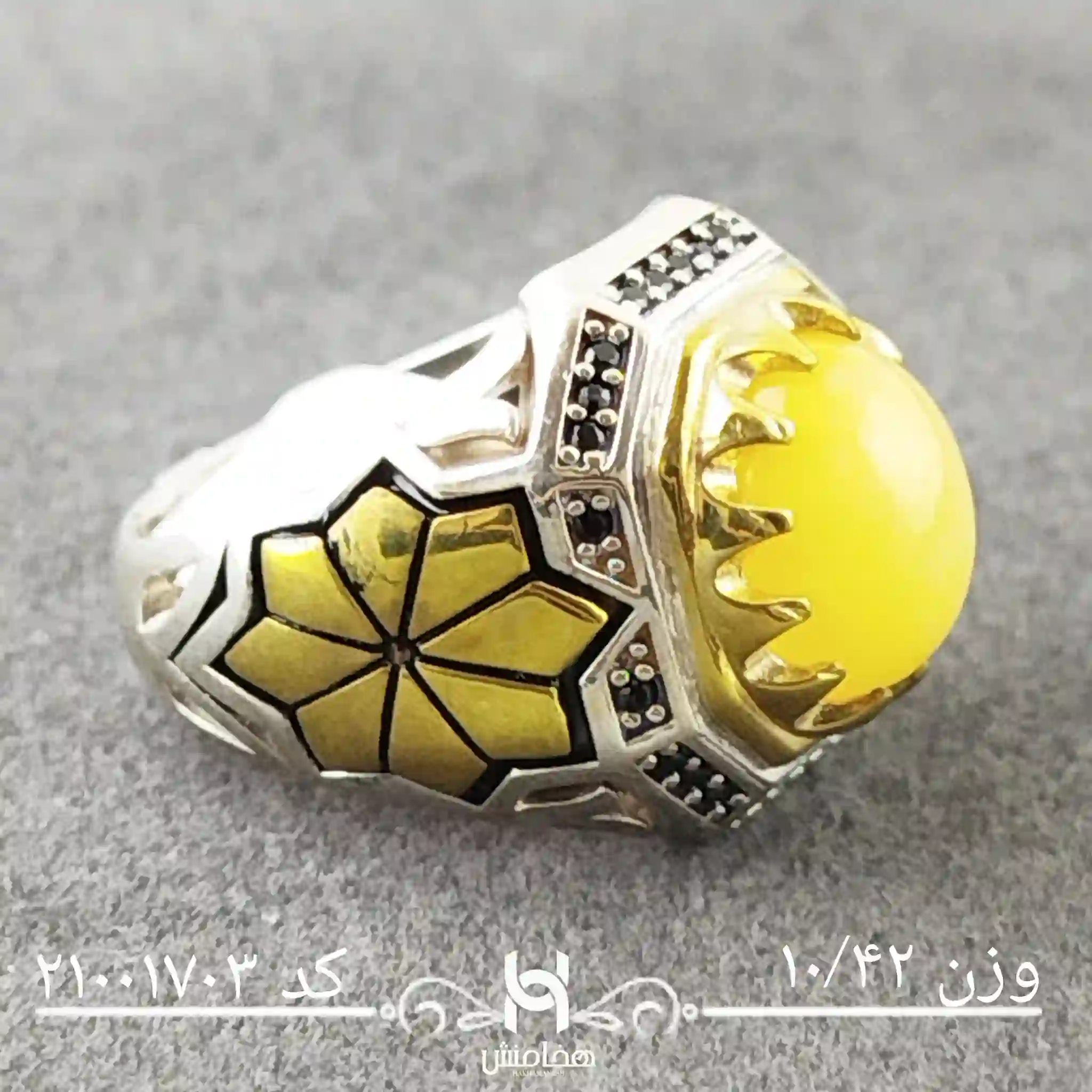 انگشتر نقره مردانه اوپال سفید دورنگ کد 21001703