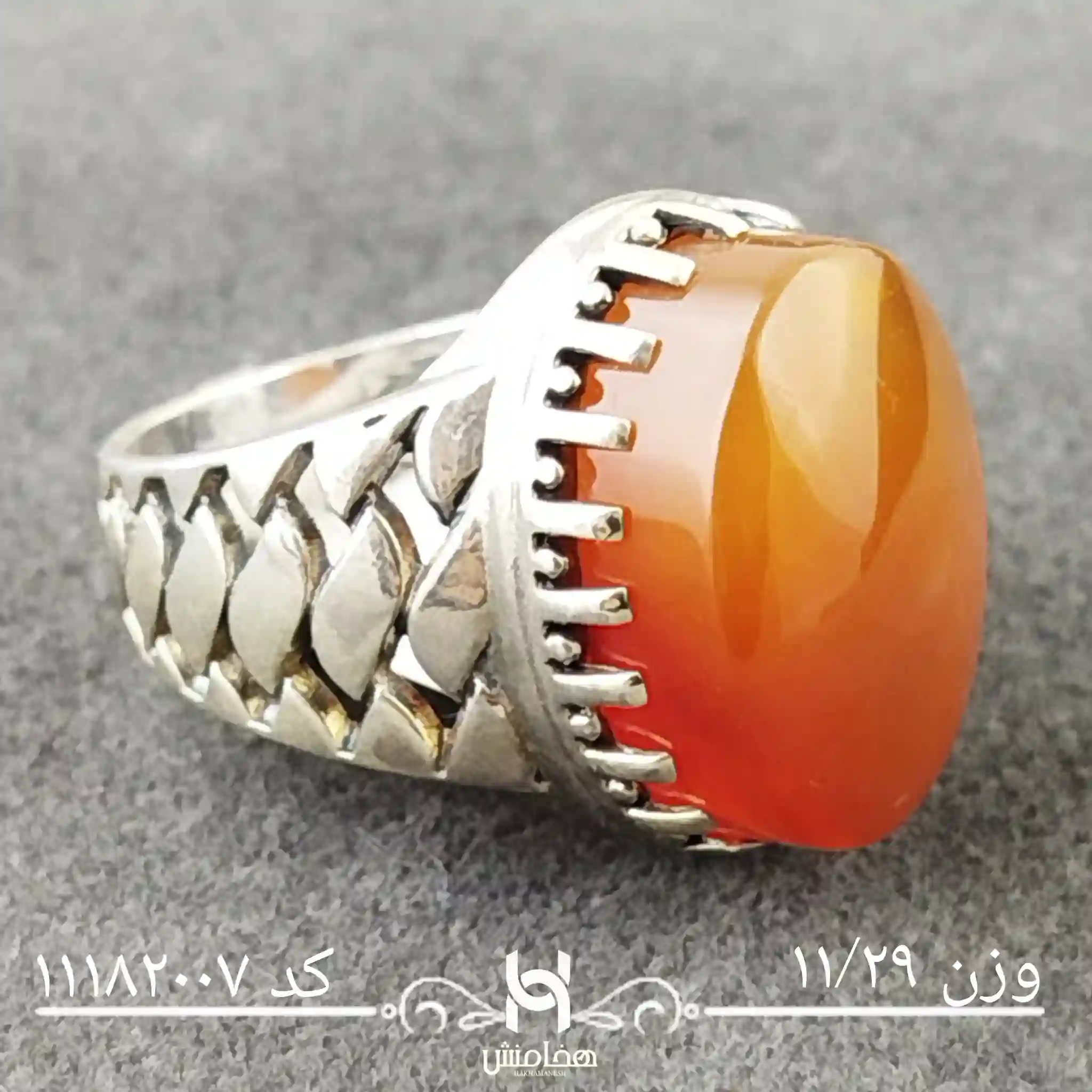 انگشتر نقره مردانه عقیق سرخ کد 11182007